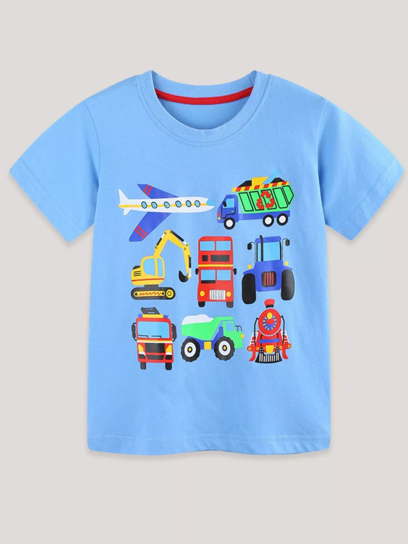 Children's Cartoon Vehicle Crew Neck Short Sleeve T-Shirt by Trendsi