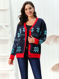 Snowflake Pattern Button Down Cardigan by Trendsi