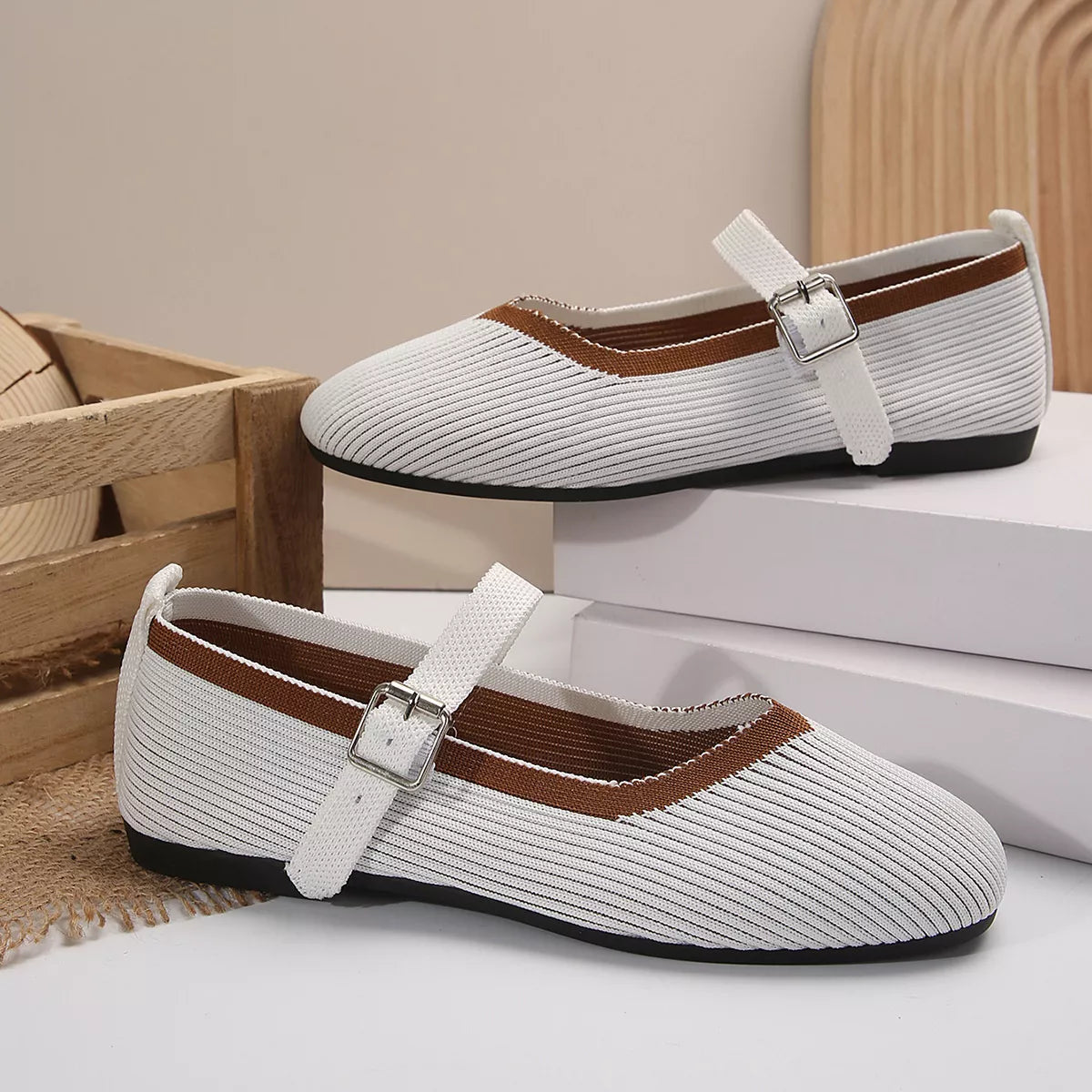 Round Toe Mesh Slip-Ons by Trendsi