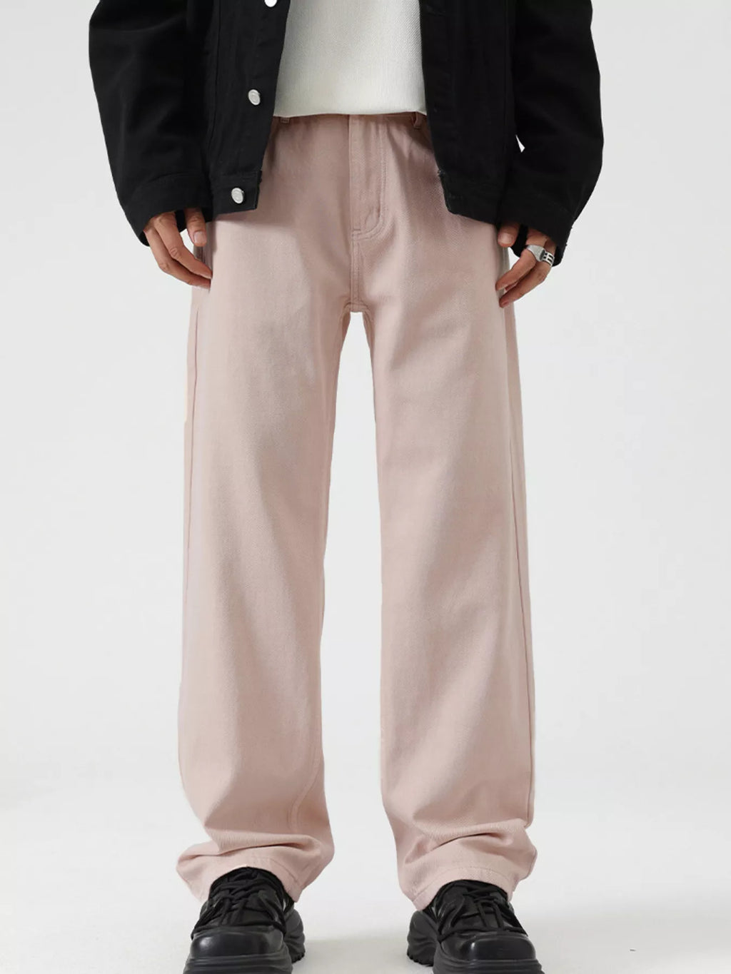 Men's Vintage Wash Wide Leg Jeans by Trendsi