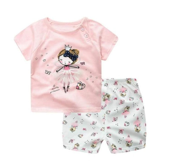 new children's summer children's clothing short-sleeved suit cotton boy girls small children cartoon summer two-piece by DC-THE CEO