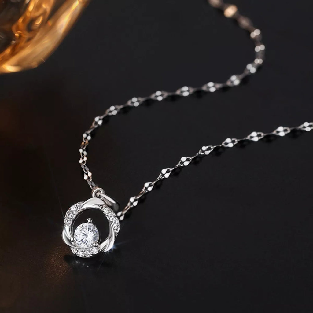 925 Sterling Silver Zircon Pendant Necklace by Trendsi