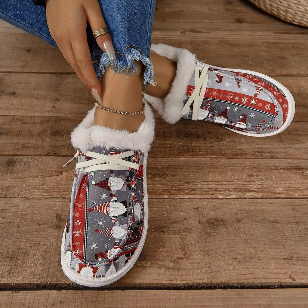Christmas Print Round Toe Sneakers by Trendsi