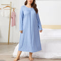 Women's Lace Stitching Pleated Long-sleeved Nightdress by DC-THE CEO