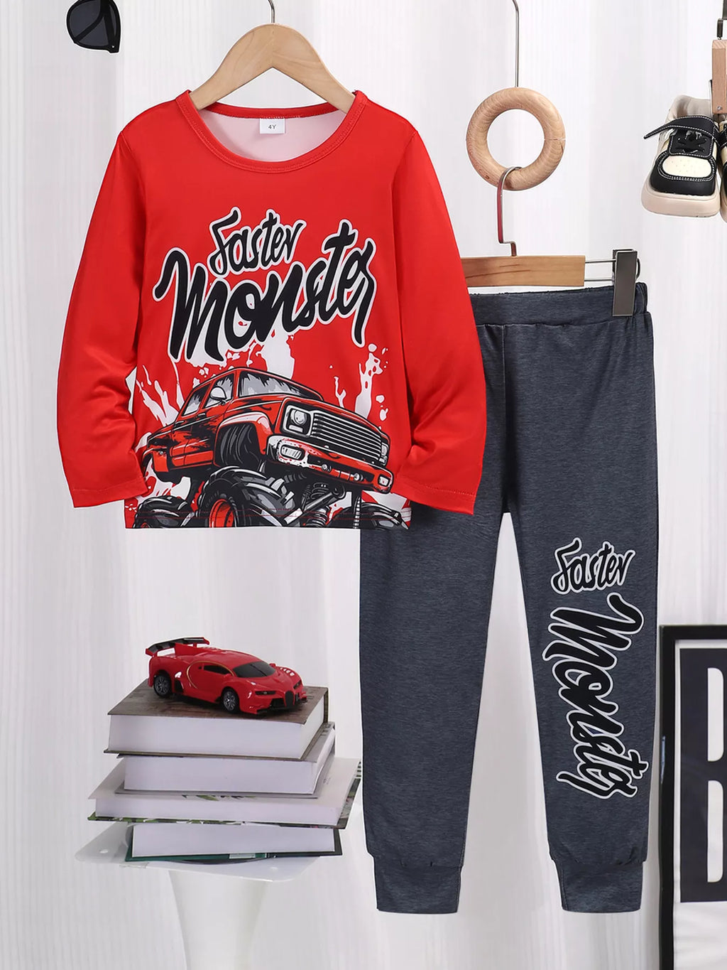 Children's Graphic Round Neck Top and Pants Set by Trendsi