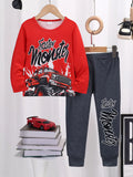 Children's Graphic Round Neck Top and Pants Set by Trendsi