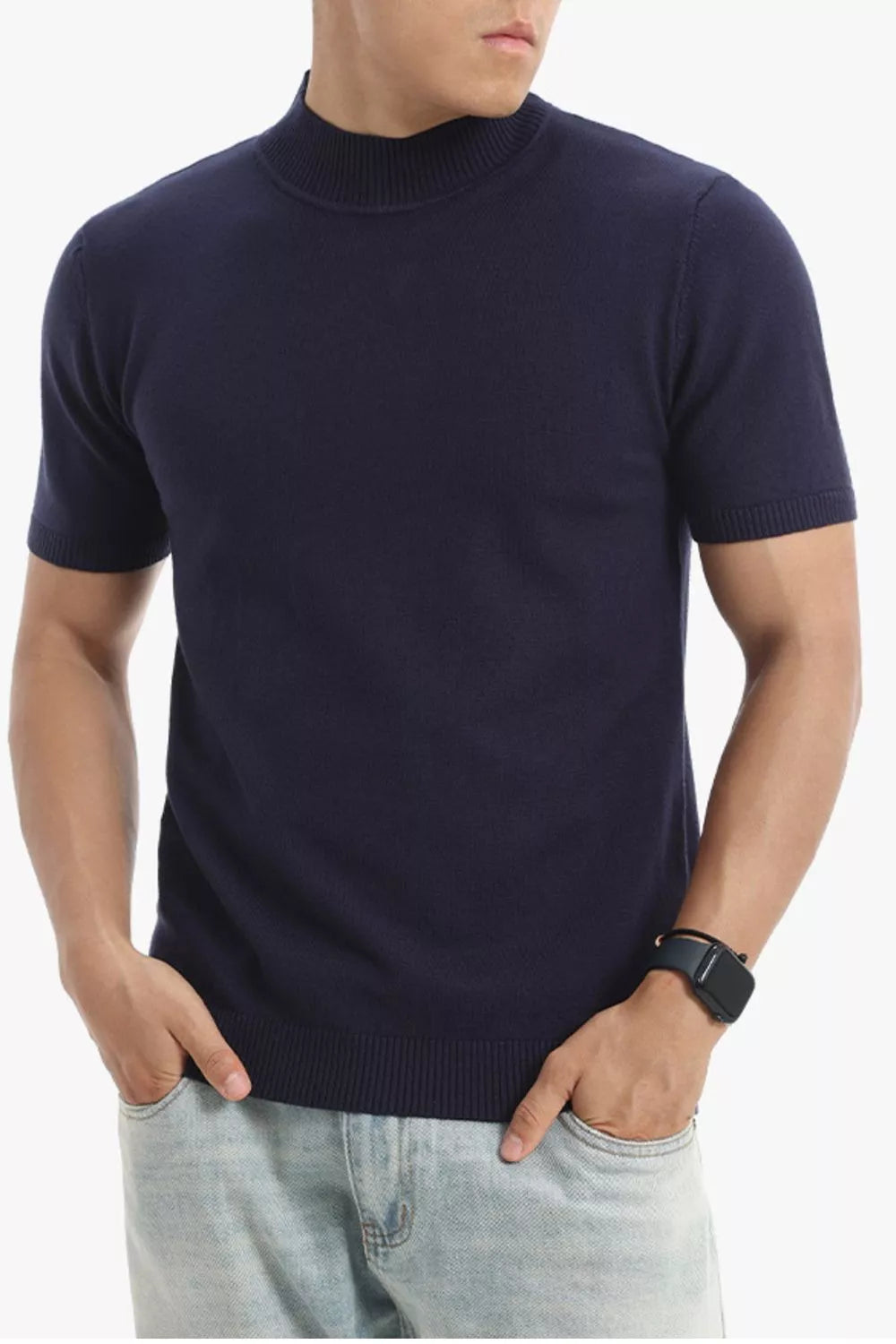 Men's Plus Size Slim Fit Short Sleeve Sweater by Trendsi