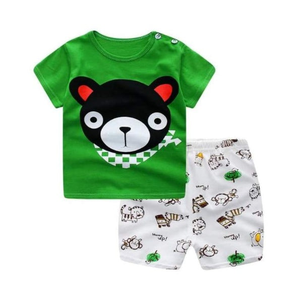 new children's summer children's clothing short-sleeved suit cotton boy girls small children cartoon summer two-piece by DC-THE CEO