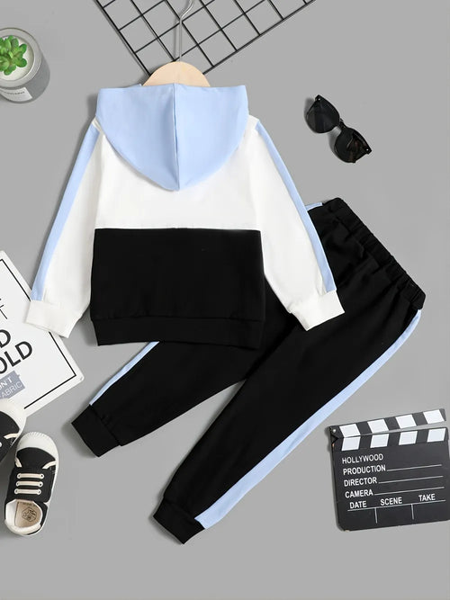 Children's Color Block Hoodie and Pants Set by Trendsi