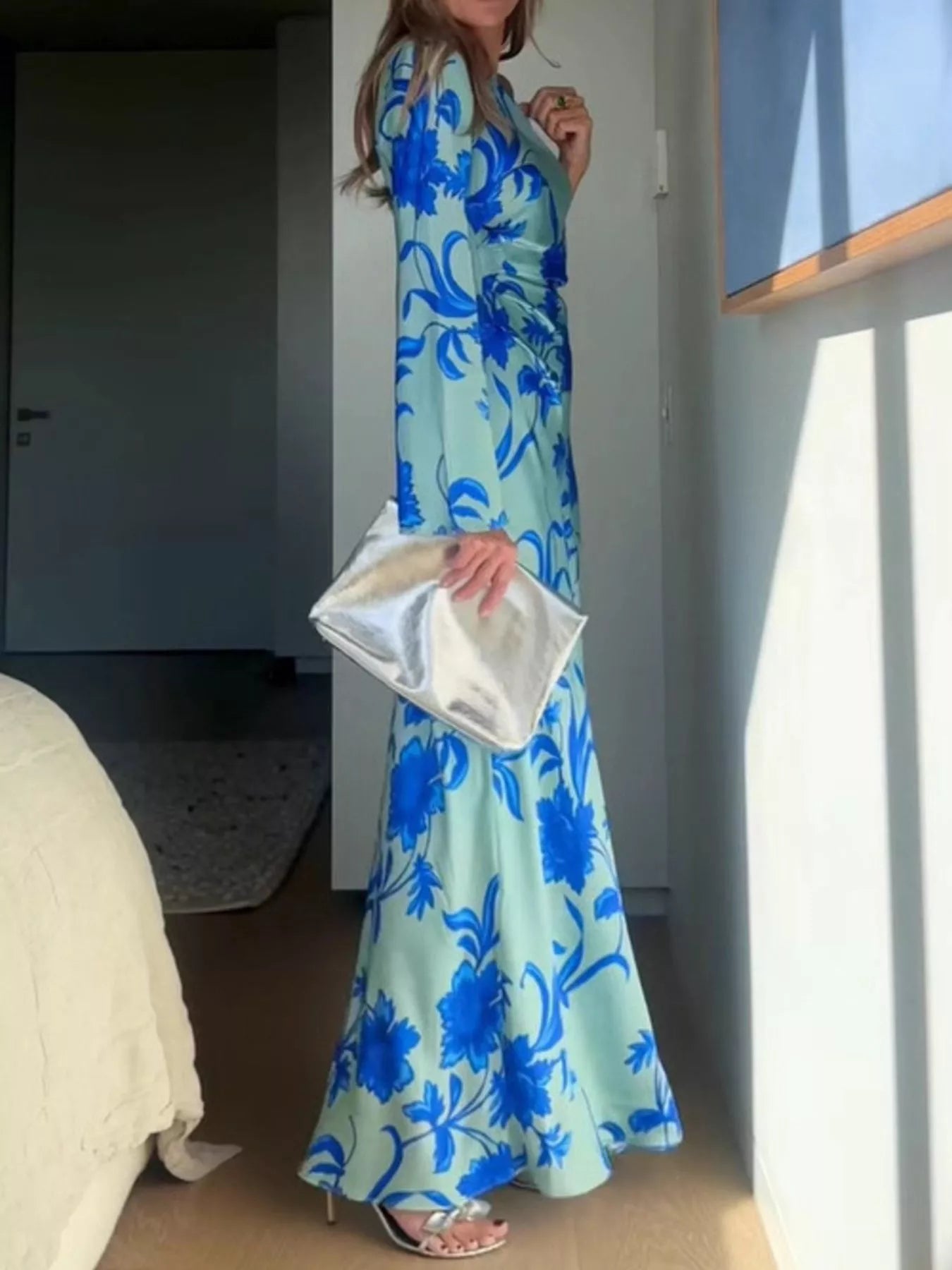 Floral Print One-Shoulder Maxi Dress by Trendsi