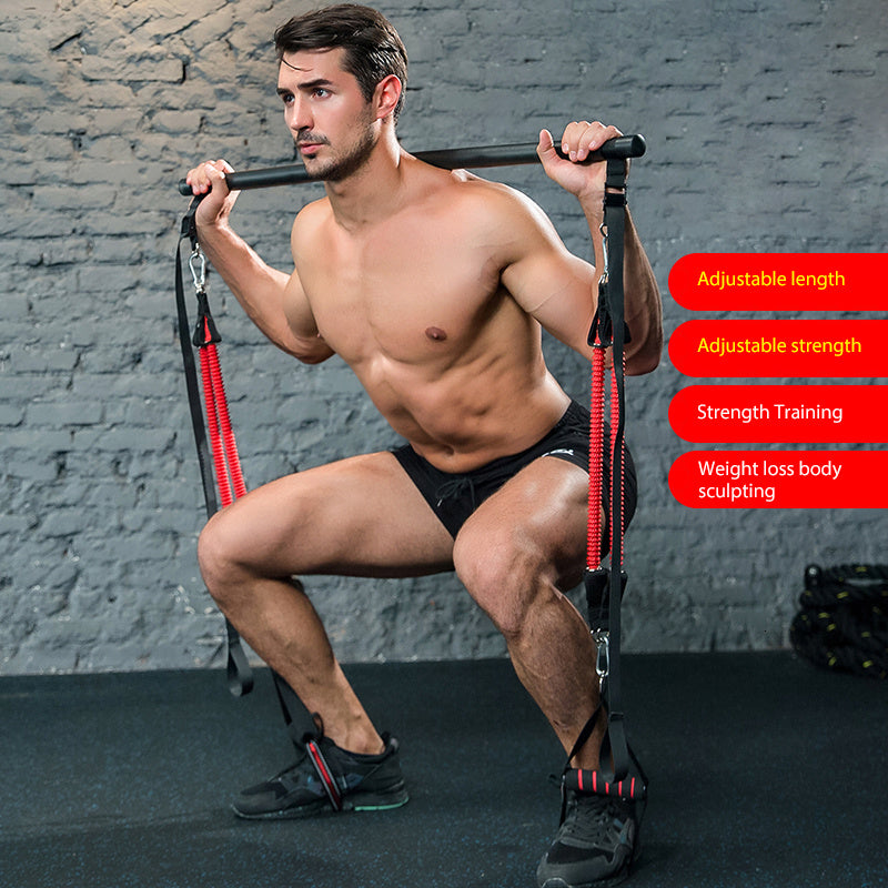 Body Workout Trainer Bar with Resistance Bands Rubber Buckles by DC-THE CEO