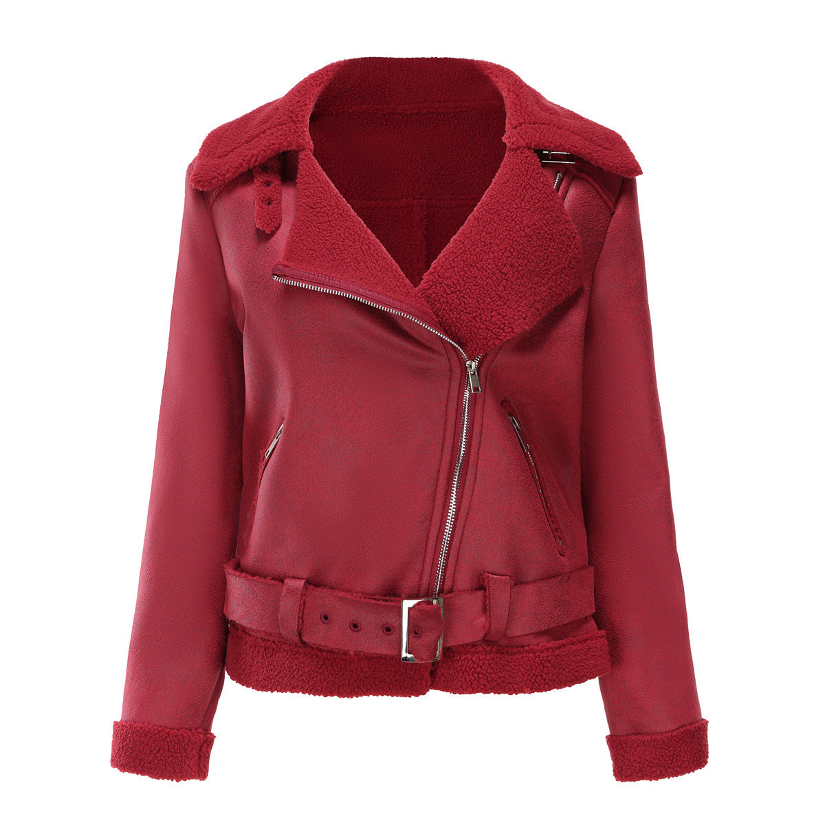 Women's Belt Turn-down Collar Coat by DC-THE CEO