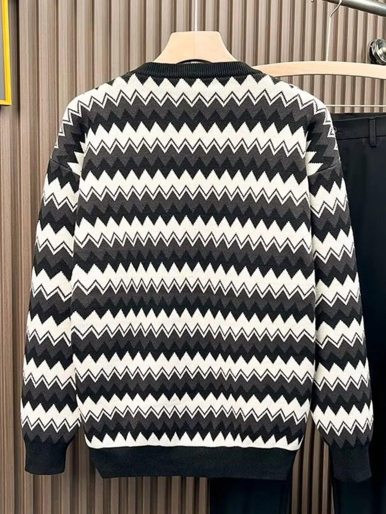 Men's Plus Size Striped Round Neck Sweater by Trendsi