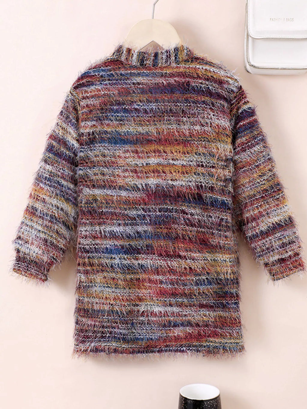 Children's Colorful Knitted Fuzzy Cardigan by Trendsi