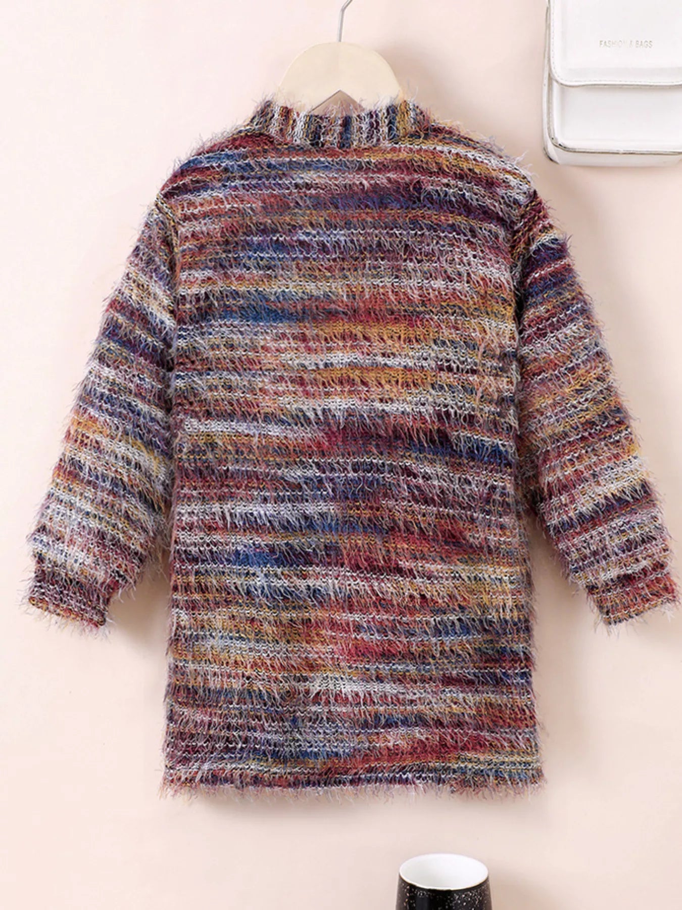Children's Colorful Knitted Fuzzy Cardigan by Trendsi
