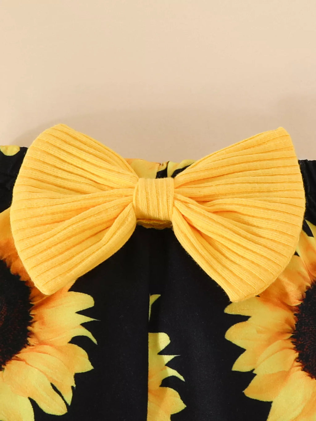 Children's Ruffled Ribbed Top and Sunflower Pants Set by Trendsi