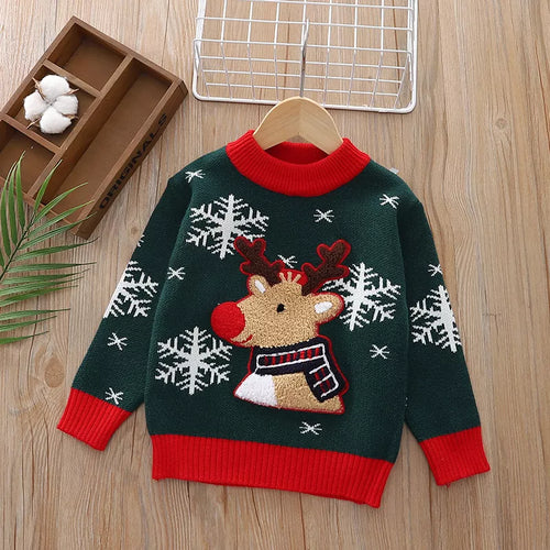 Children's Christmas Reindeer Snowflake Knitted Sweater by Trendsi