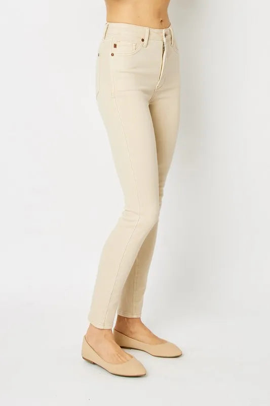 Judy Blue Full Size Garment Dyed Tummy Control Skinny Jeans by Trendsi