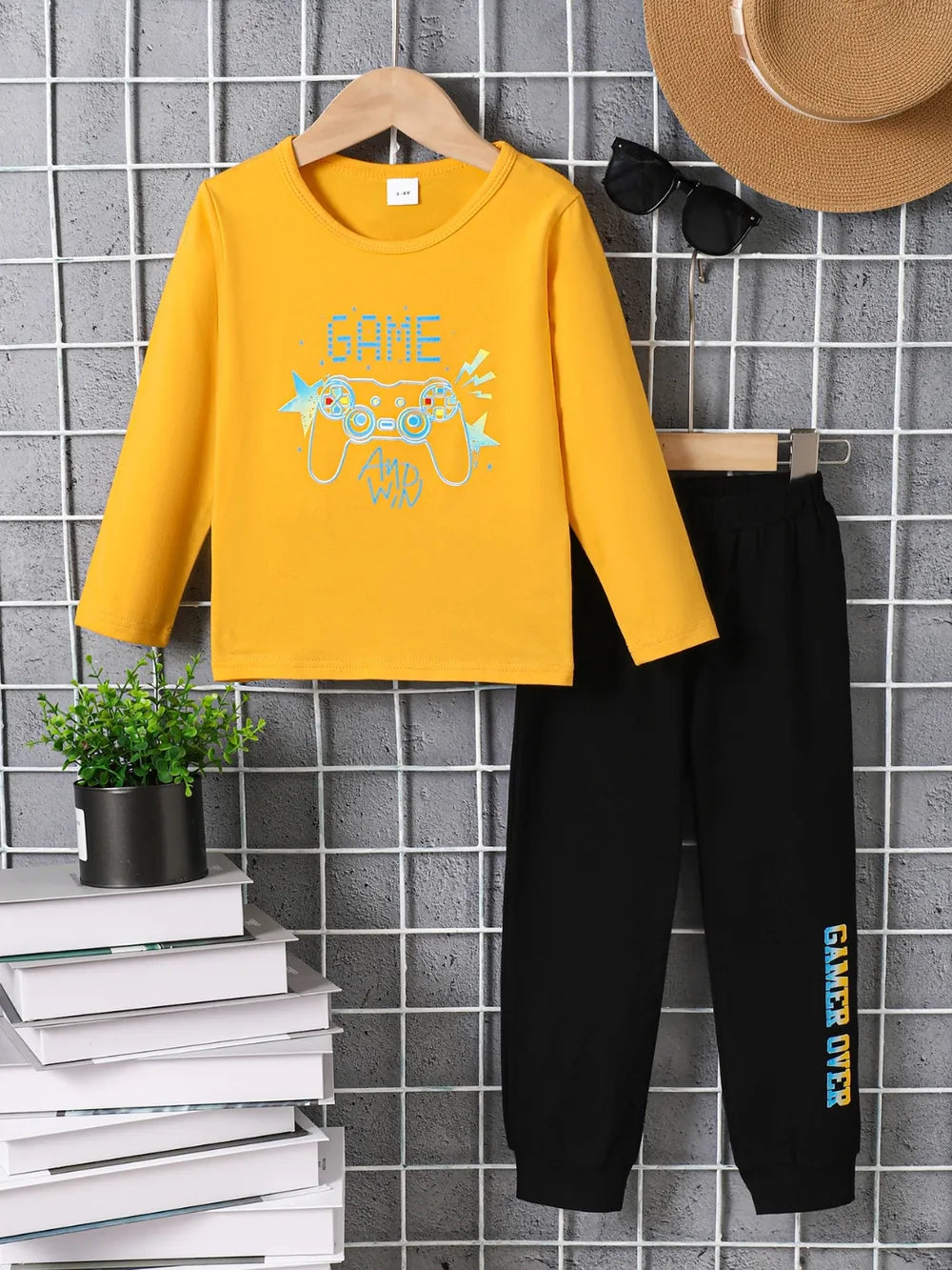 Kids Graphic Round Neck Long Sleeve Top and Pants Set by Trendsi