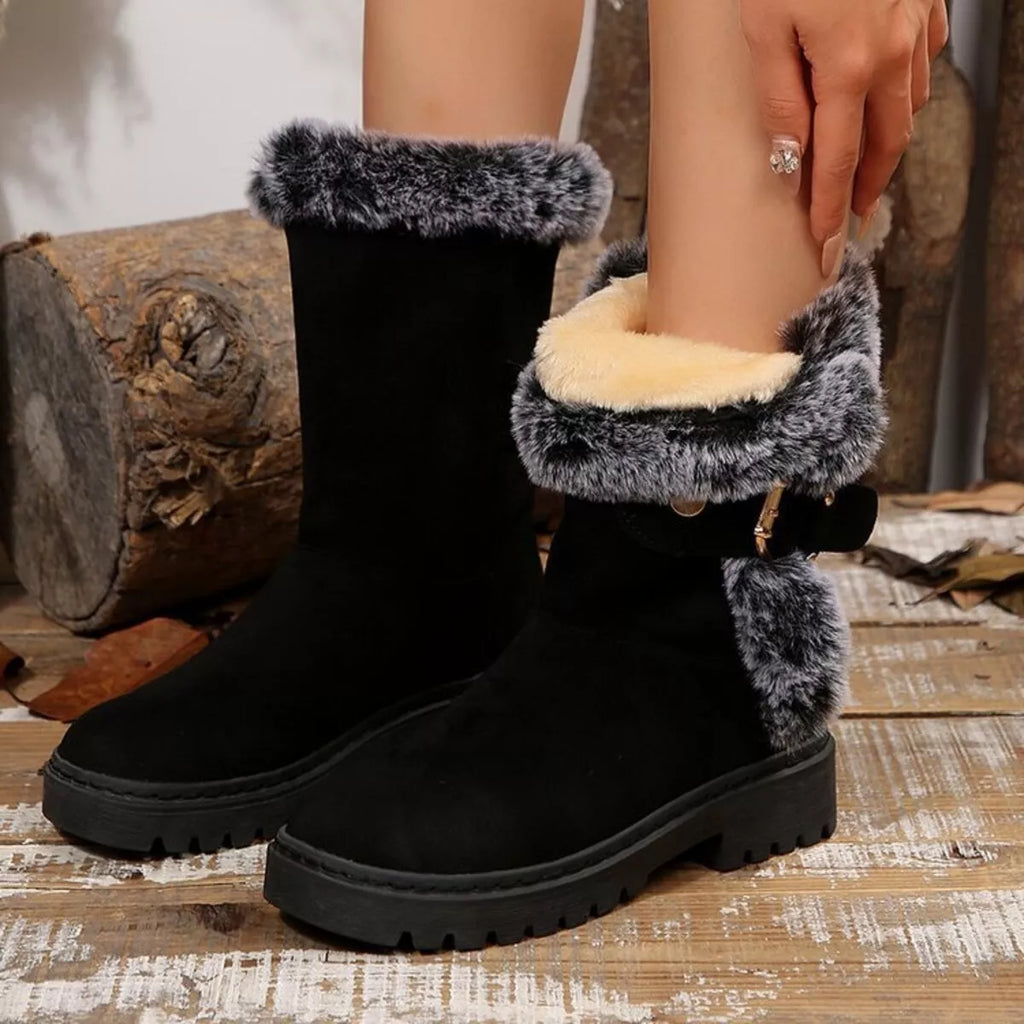 Round Toe Platform Block Heels Boots by Trendsi
