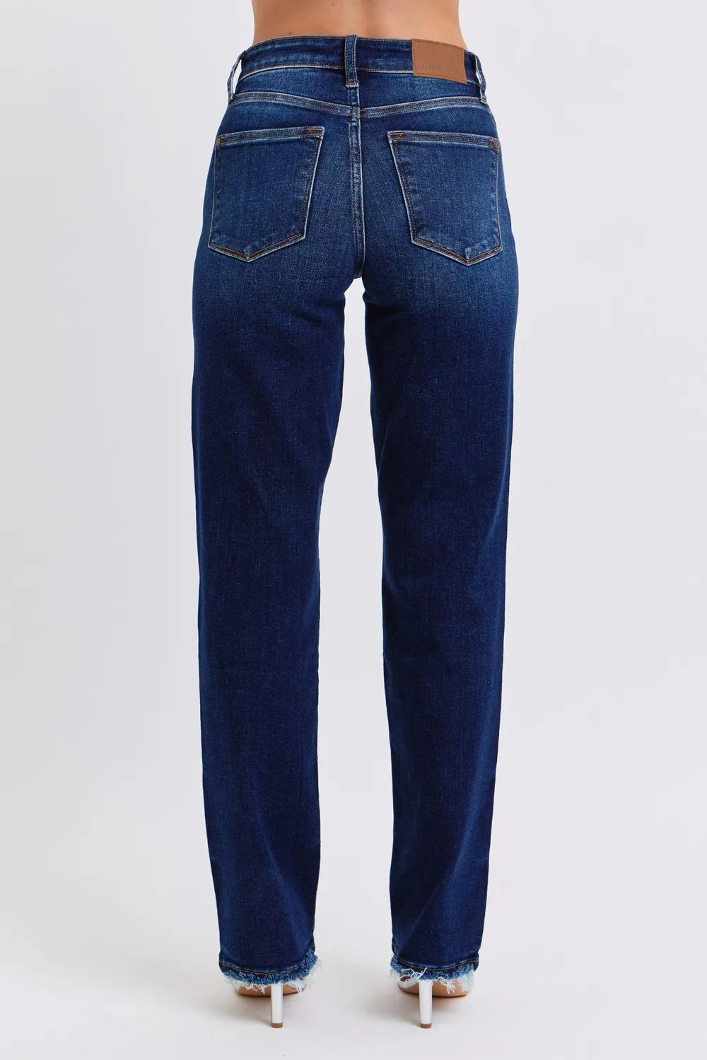Judy Blue Full Size Raw Hem Straight Leg Jeans by Trendsi