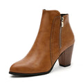 PU Leather Block Heel Boots by Trendsi