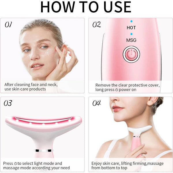 Facial And Neck Massager, Pink Neck Beauty Device by DC-THE CEO