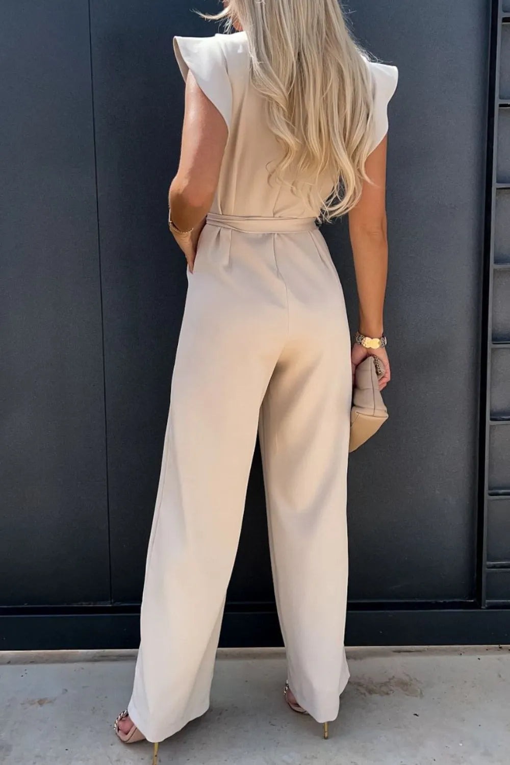 Round Neck Cap Sleeve Jumpsuit by Trendsi