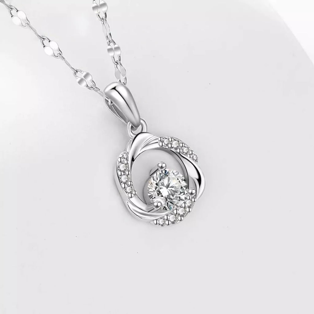 925 Sterling Silver Zircon Pendant Necklace by Trendsi