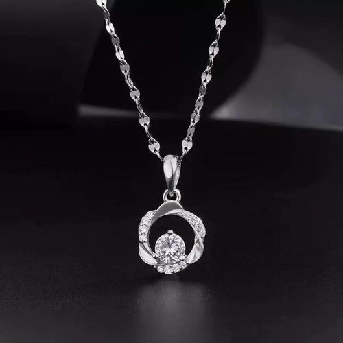 925 Sterling Silver Zircon Pendant Necklace by Trendsi