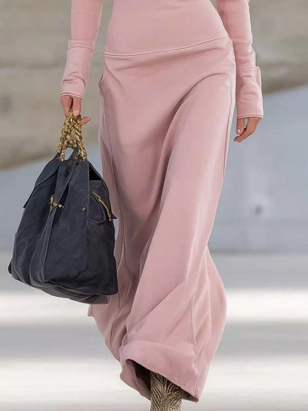 Zip Collar Long Sleeve Maxi Dress by Trendsi