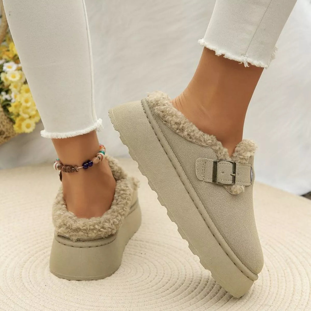 Round Toe Platform Fleece-Lined Slip-Ons by Trendsi