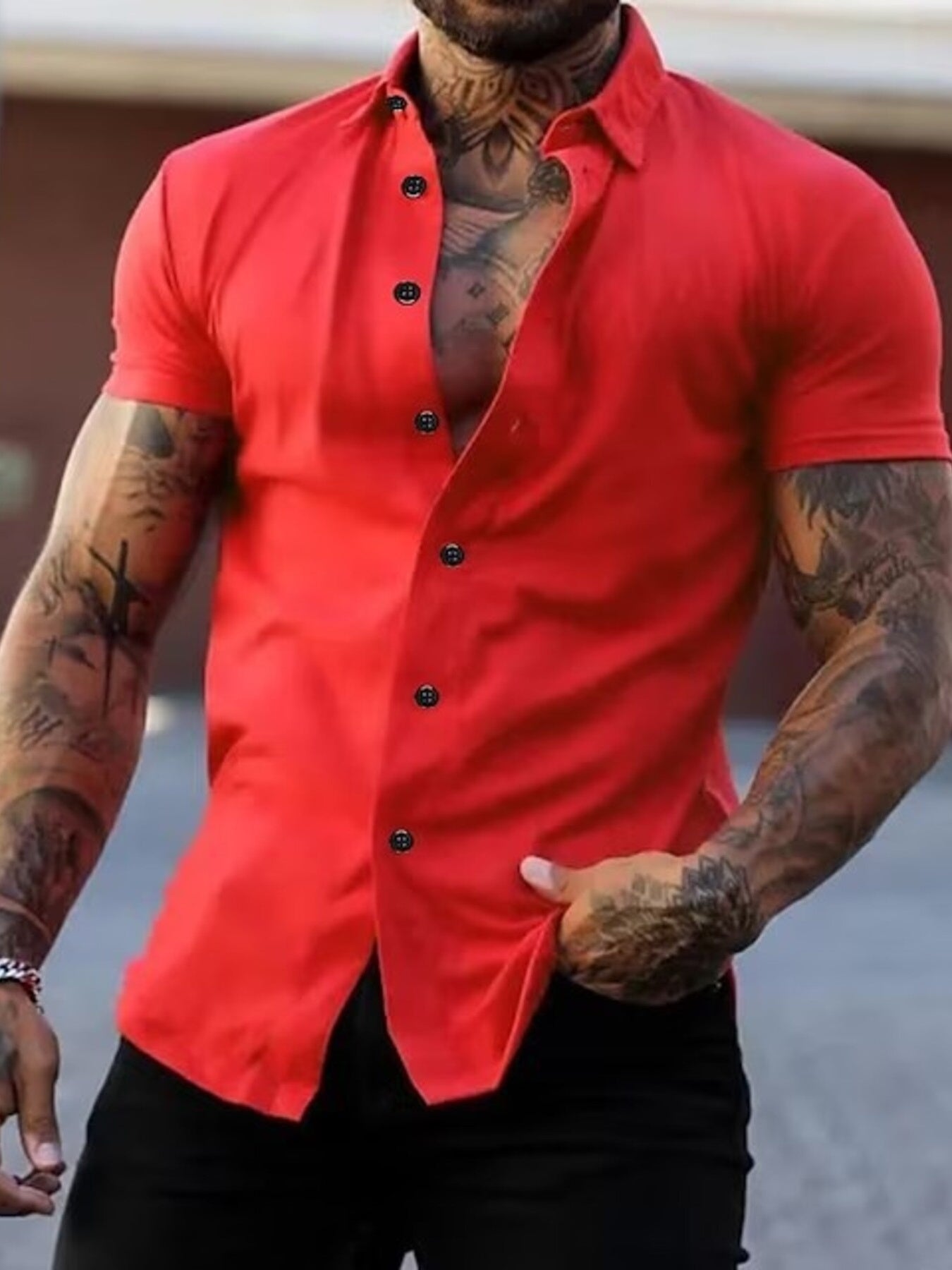 Men's Full Size Slim Fit Short Sleeve Button-Down Shirt Plus Size by Trendsi
