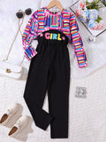 Children's Colorful Geometric Print Top & Jumpsuit Set by Trendsi