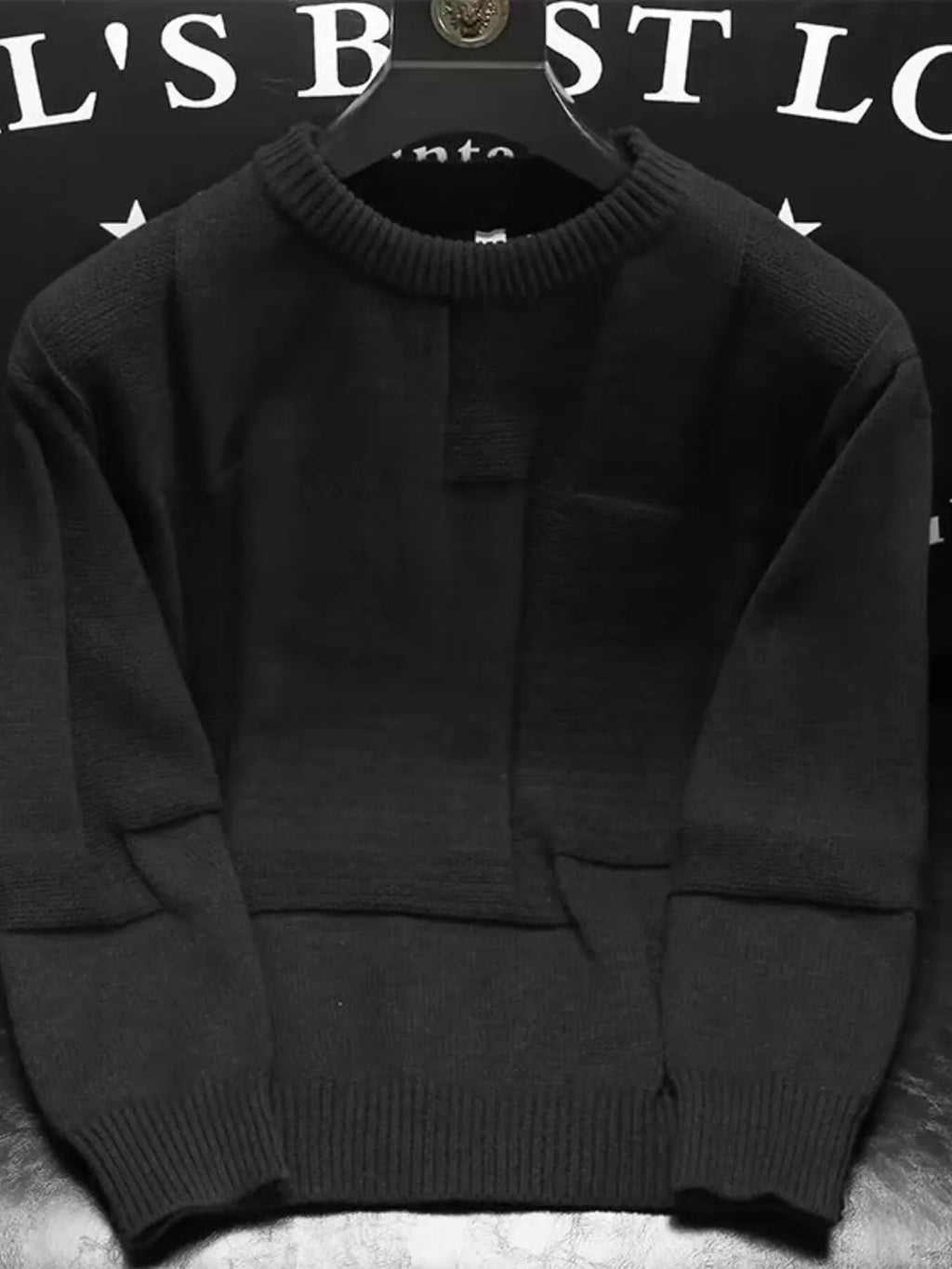 Men's Plus Size Round Neck Long Sleeve Sweater by Trendsi