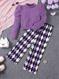 Children's Fuzzy Knit Top & Pants Set by Trendsi
