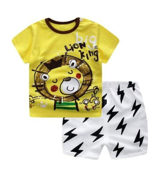 new children's summer children's clothing short-sleeved suit cotton boy girls small children cartoon summer two-piece by DC-THE CEO