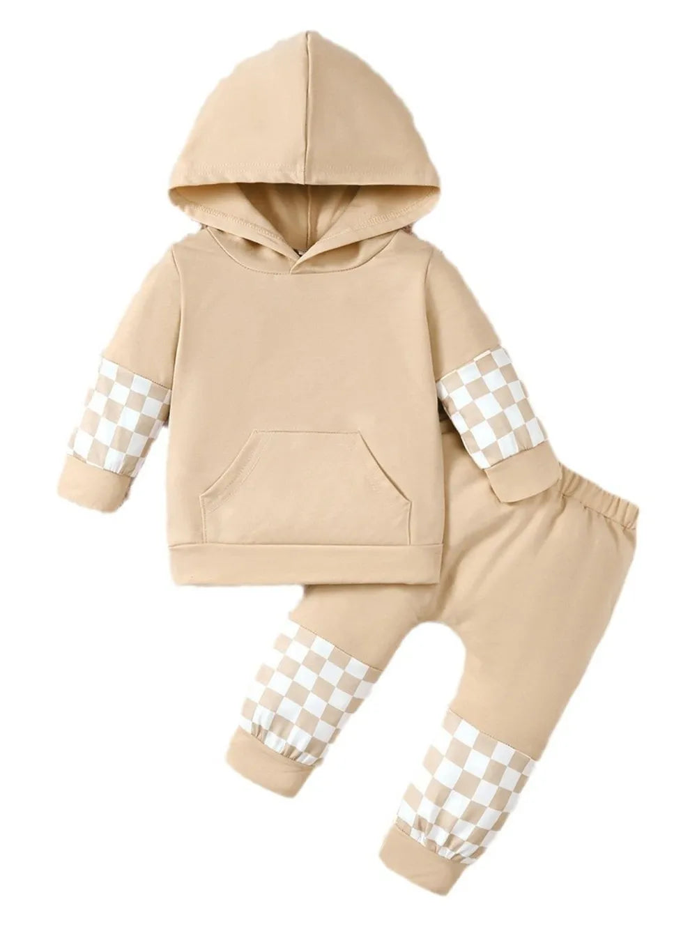 Checkered Long Sleeve Sweatshirt and Pants Set by Trendsi