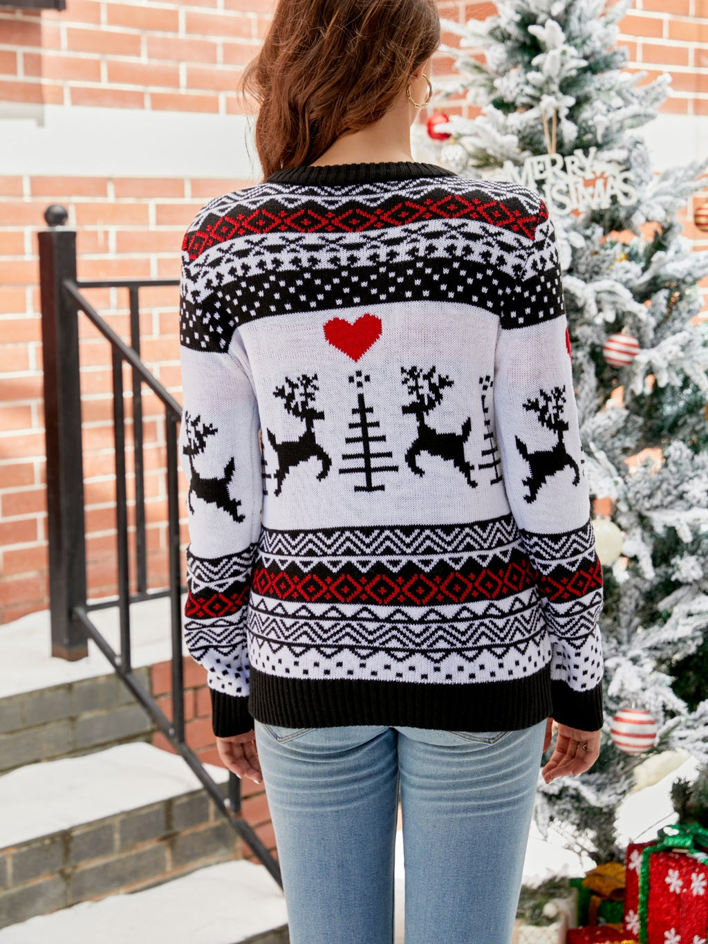 Christmas Round Neck Sweater by Trendsi