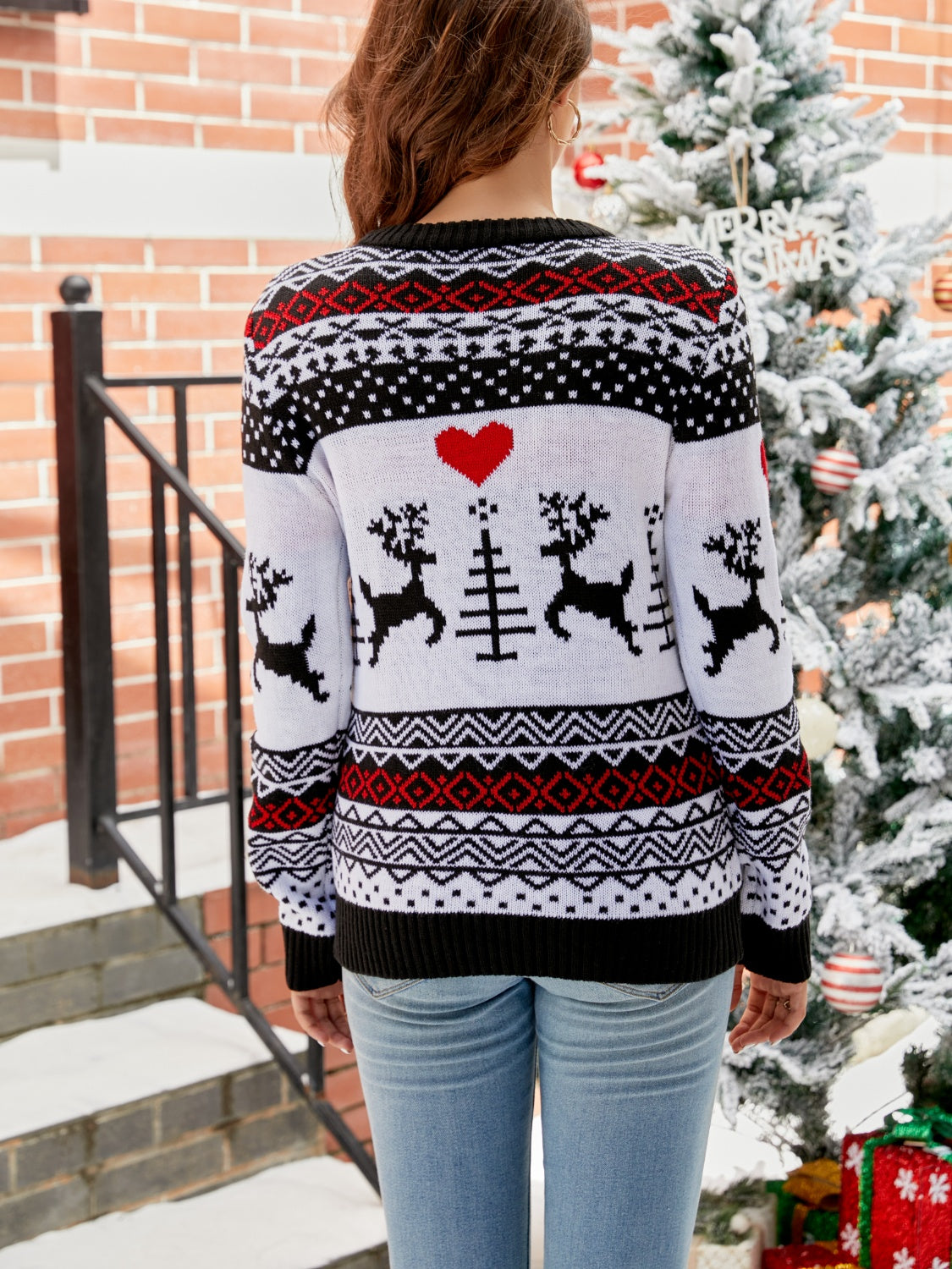 Christmas Round Neck Sweater by Trendsi