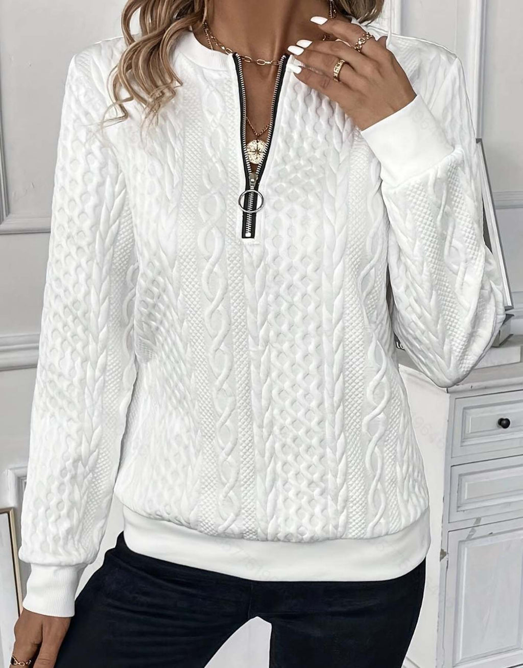 European And American Zipper Sweater Women's Coat Cardigan by DC-THE CEO
