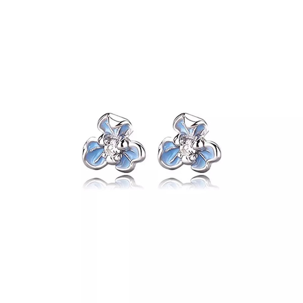 999 Sterling Silver Flower Stud Earrings by Trendsi