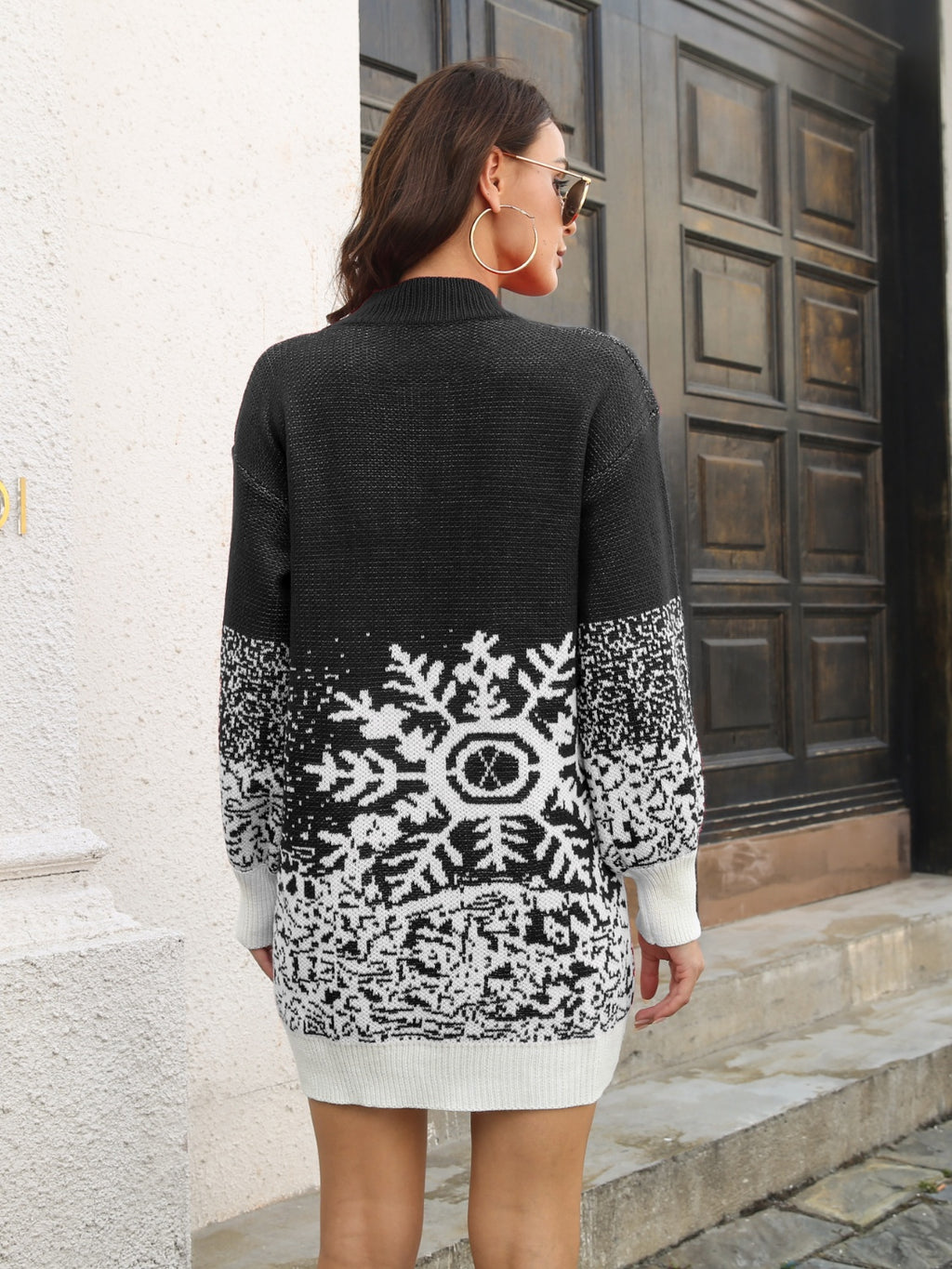 Snowflake Pattern Sweater Dress by Trendsi