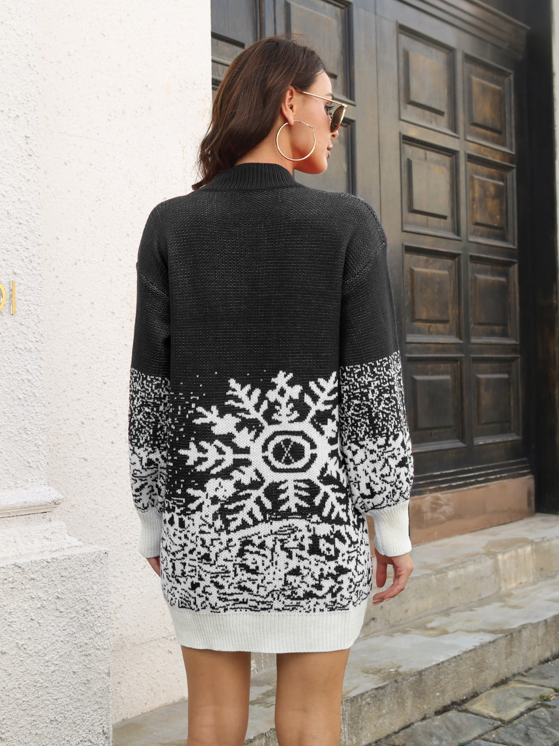 Snowflake Pattern Sweater Dress by Trendsi