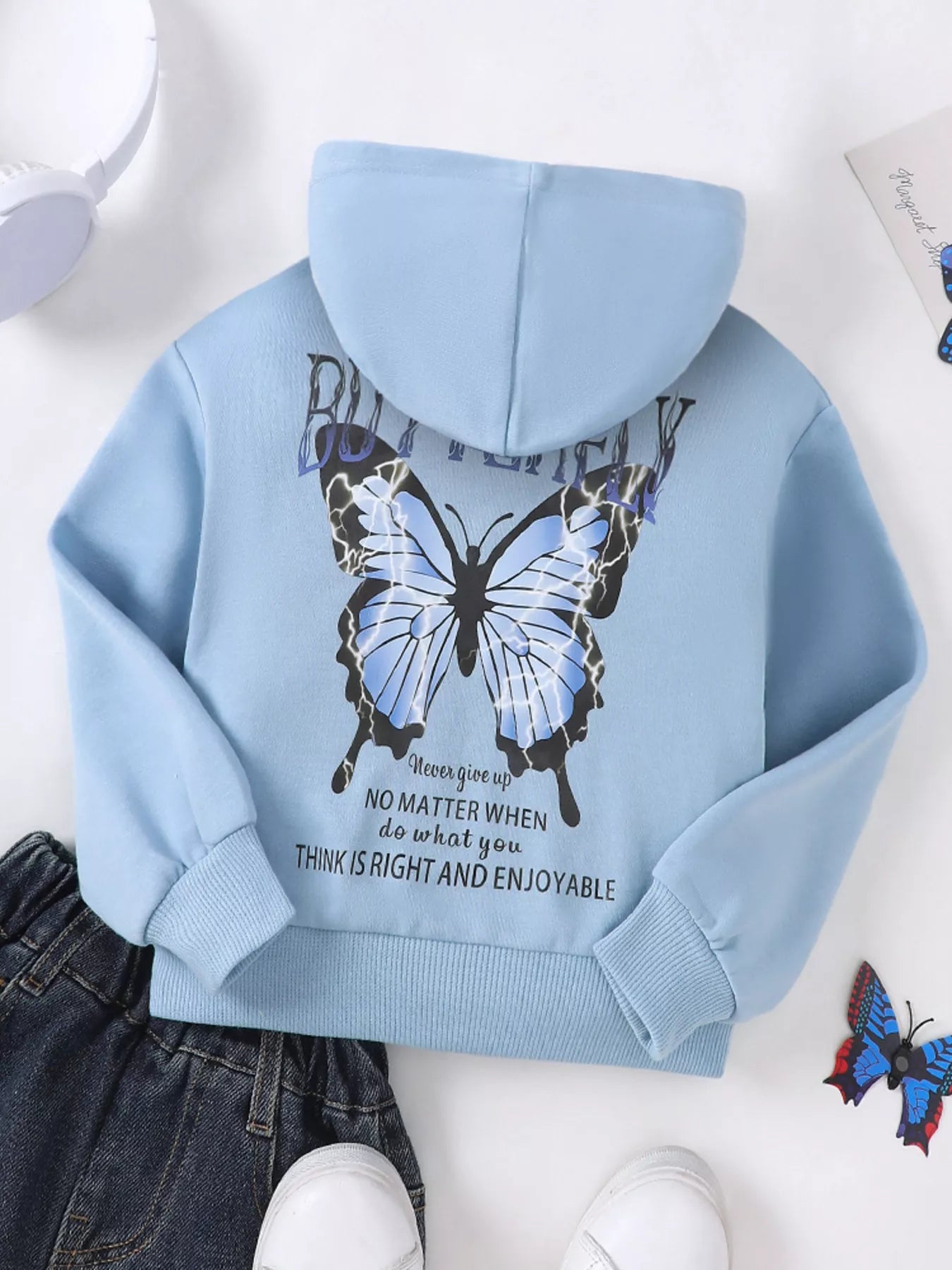 Children's Printed Long Sleeve Hoodie by Trendsi