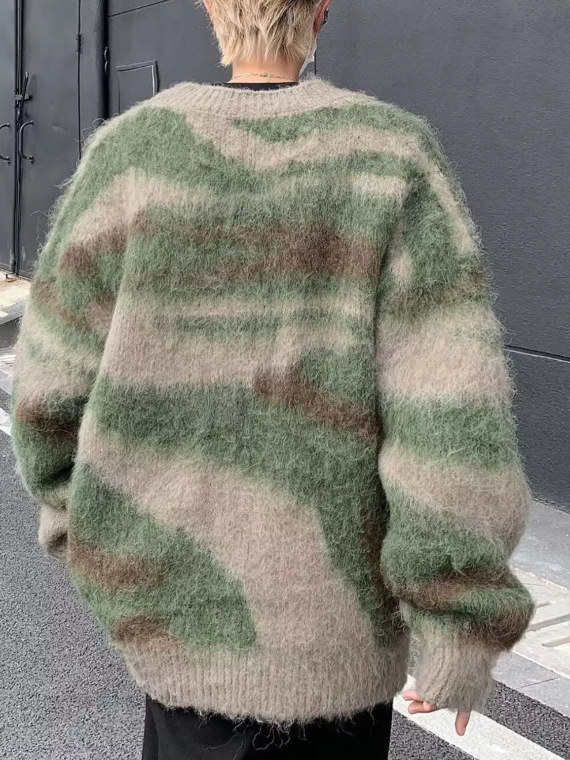 Men's Fuzzy Knit Long Sleeve Sweater by Trendsi