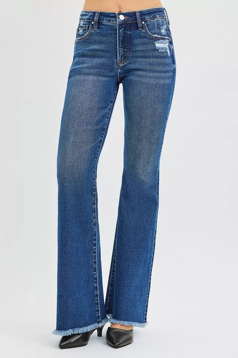RISEN High Rise Flare Jeans by Trendsi