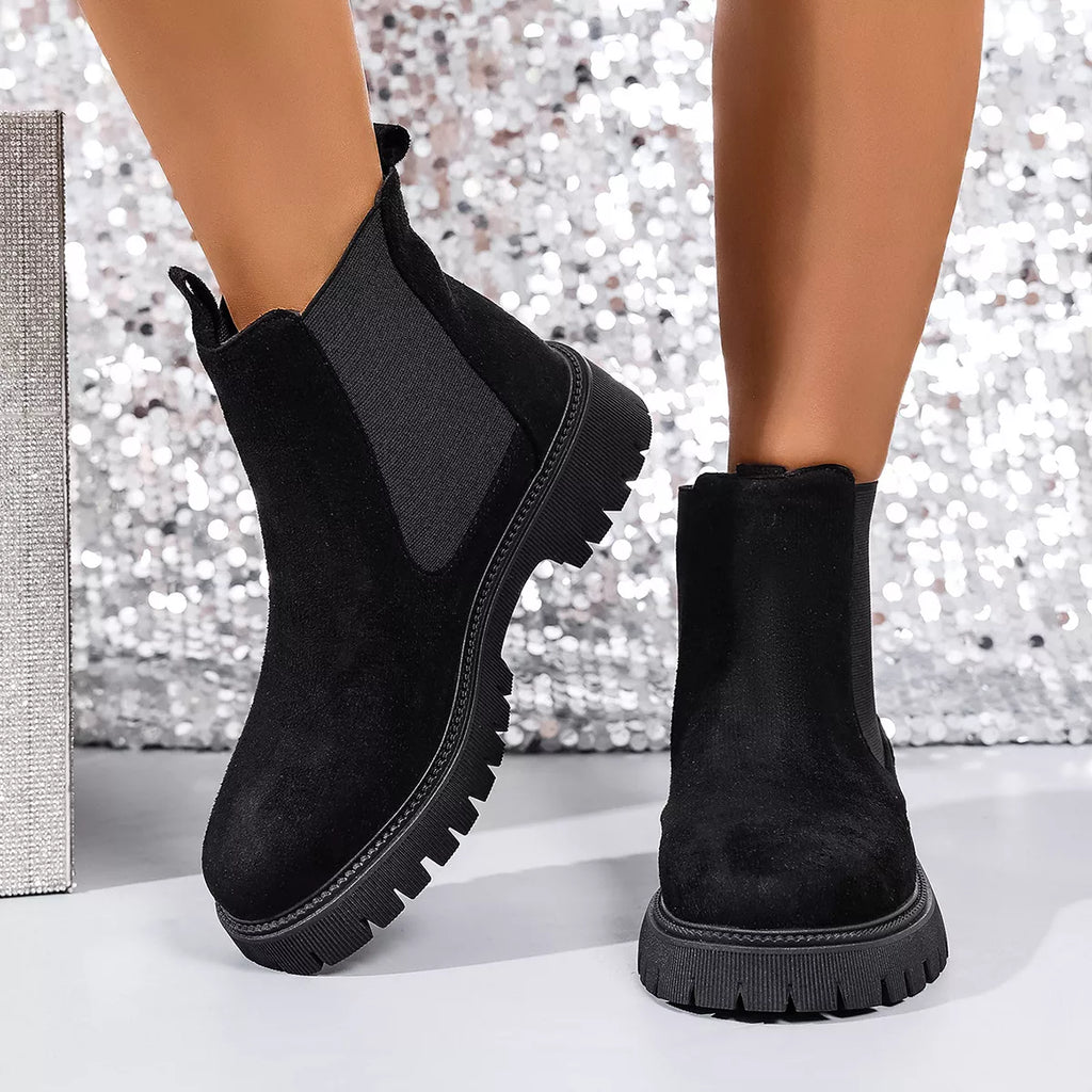 Elastic Side Panels Ankle Boots by Trendsi