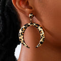 Leopard Crescent Dangle Earrings by Trendsi