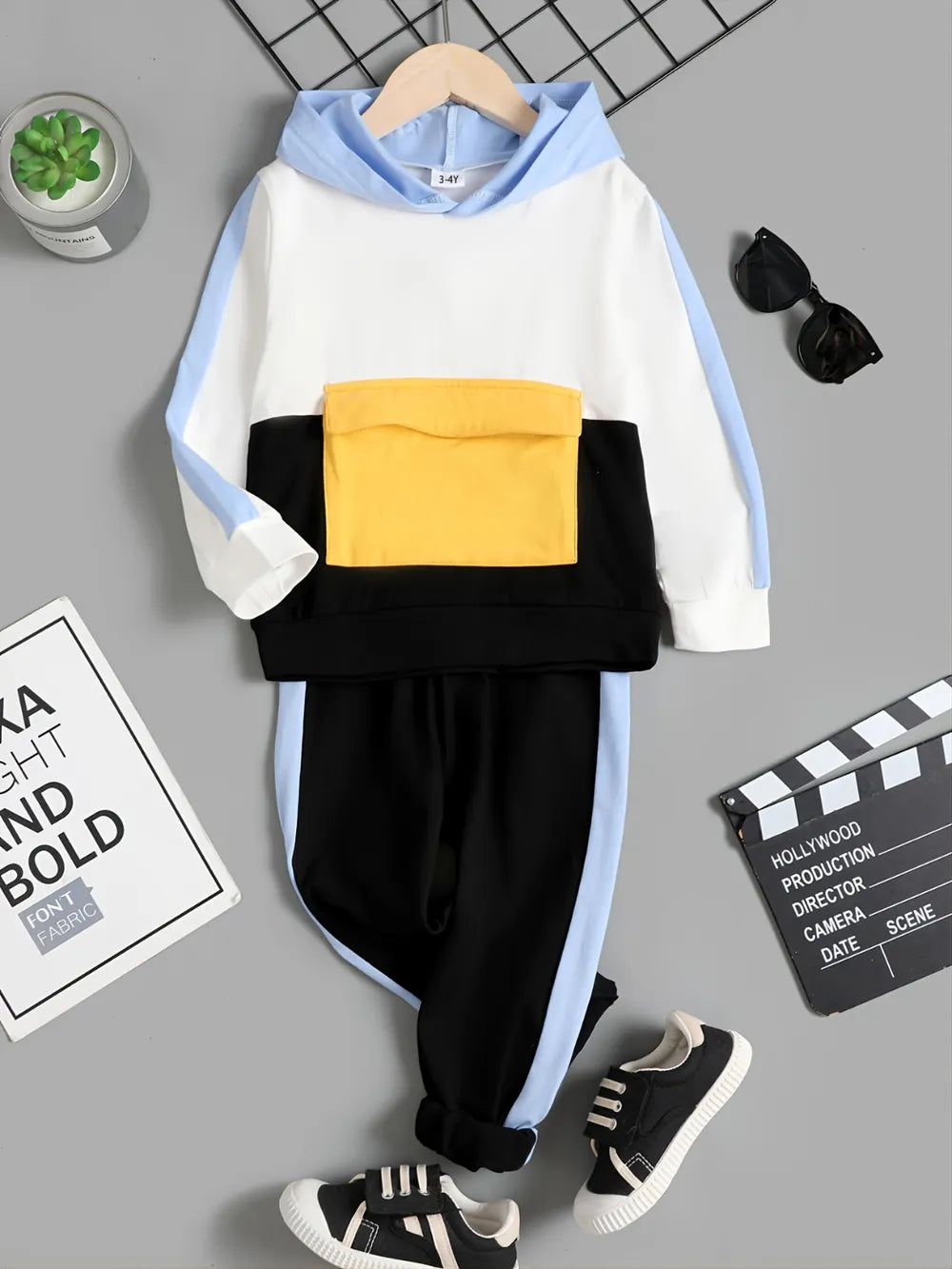 Children's Color Block Hoodie and Pants Set by Trendsi